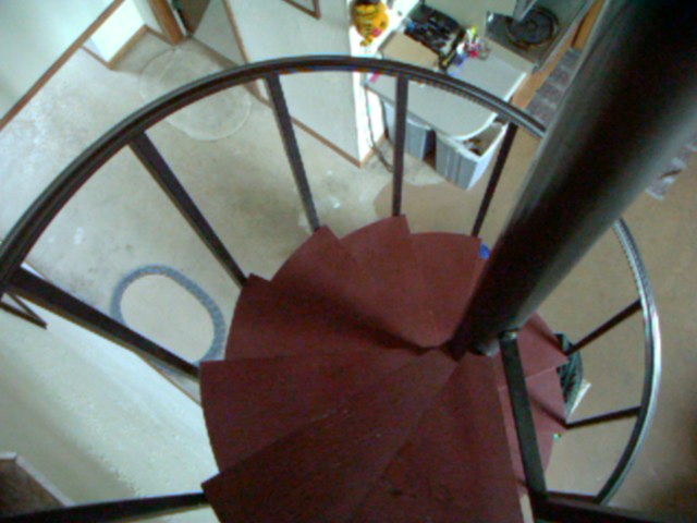 looking down the stairs